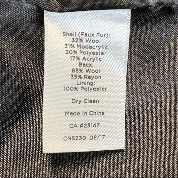 Talbots Black & White Buffalo Plaid Sherpa Wool Blend Longline Vest Jacket Large - Picture 4 of 5